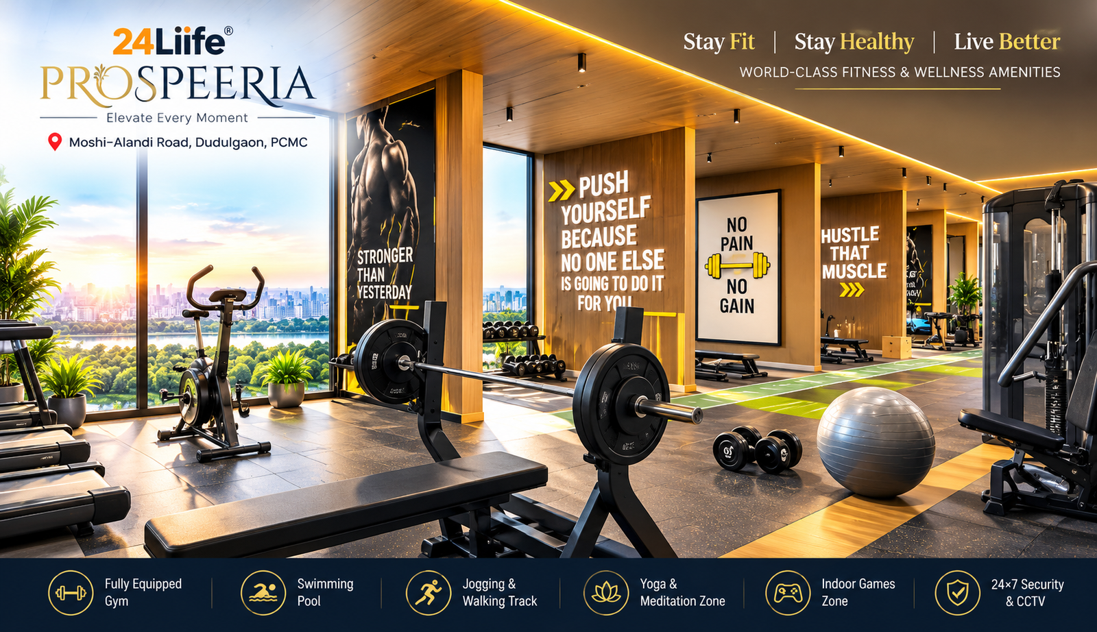 Fully equipped gym at 24Liife Prospeeria Dudulgaon